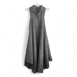 Kedemsasson Dress Women’s Striped Black grey Sleeveless Asymmetric Hem lagenlook